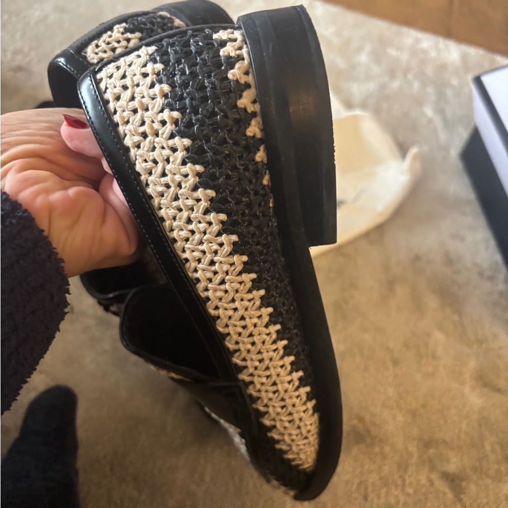 3.1 PHILLIP LIM Alexa leather-trimmed two-tone raffia loafers Size 11 - Picture 11 of 15